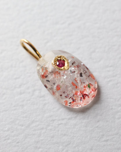 Flat Necklace - Strawberry Quartz -