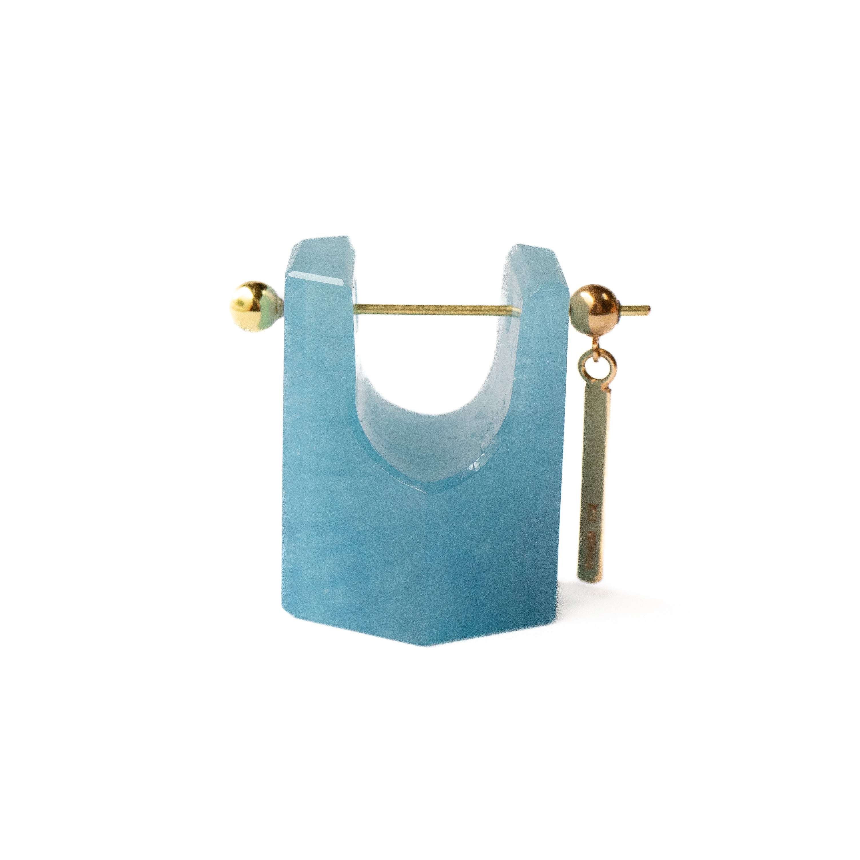 Rock Pierced Earring - Aquamarine -