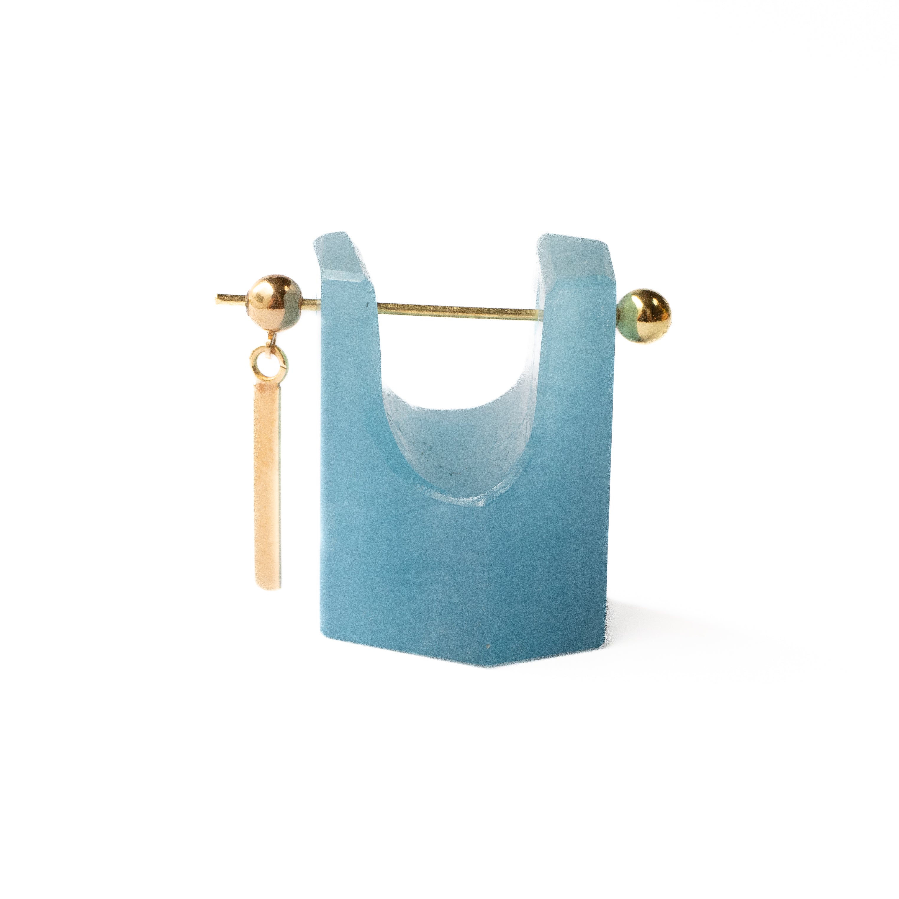 Rock Pierced Earring - Aquamarine -