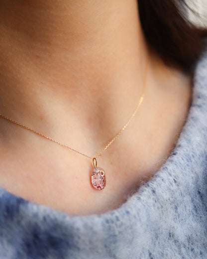 Flat Necklace - Strawberry Quartz -