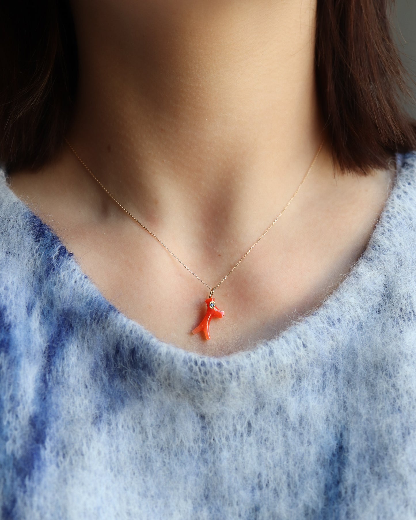 Flat Necklace - Coral -