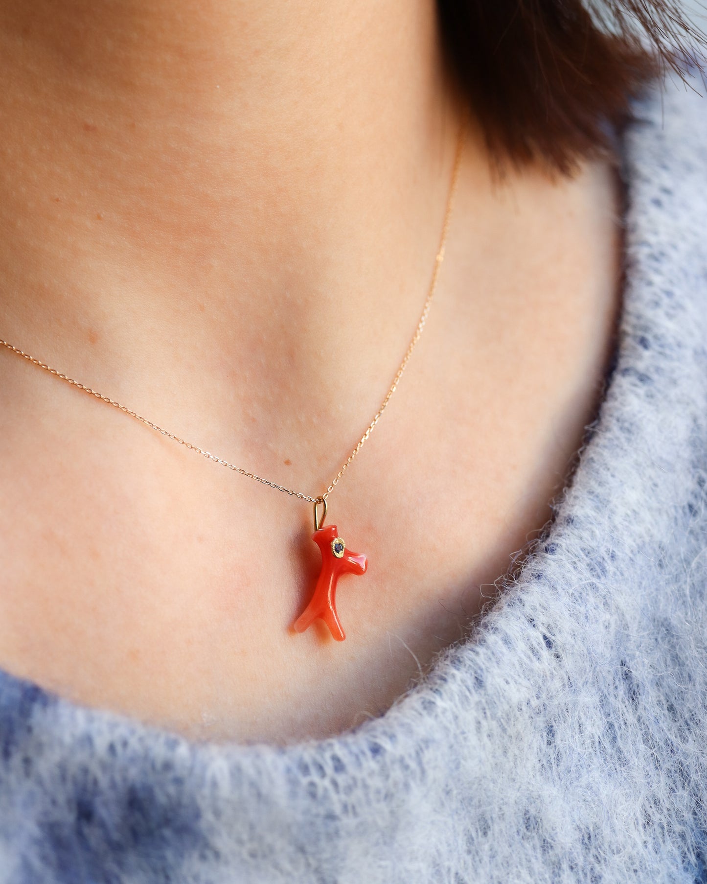 Flat Necklace - Coral -