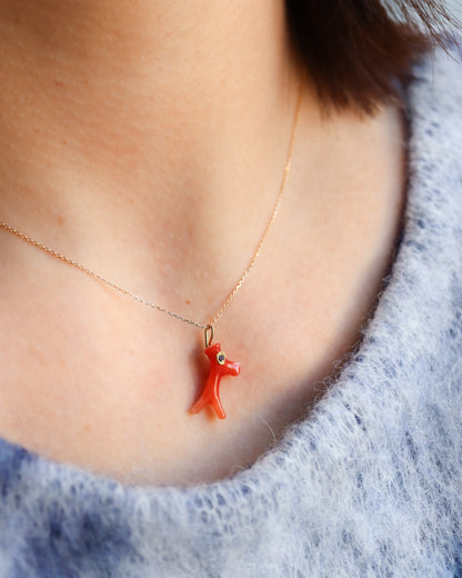 Flat Necklace - Coral -