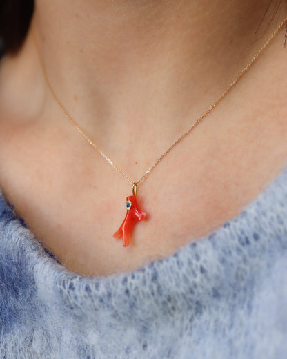 Flat Necklace - Coral -