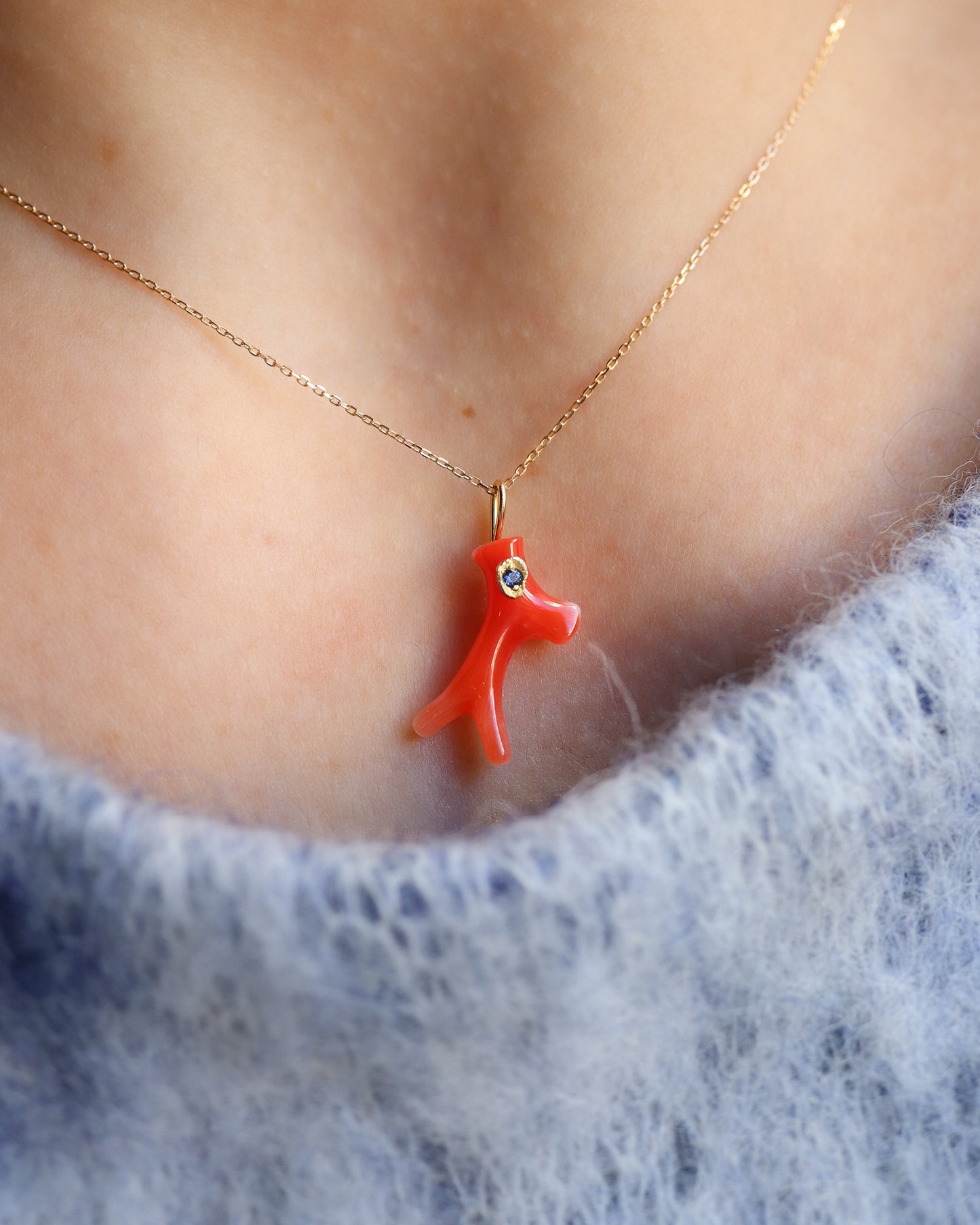 Flat Necklace - Coral -