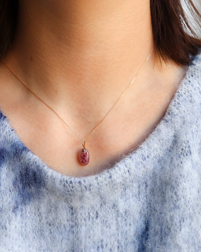 Flat Necklace - Strawberry Quartz -