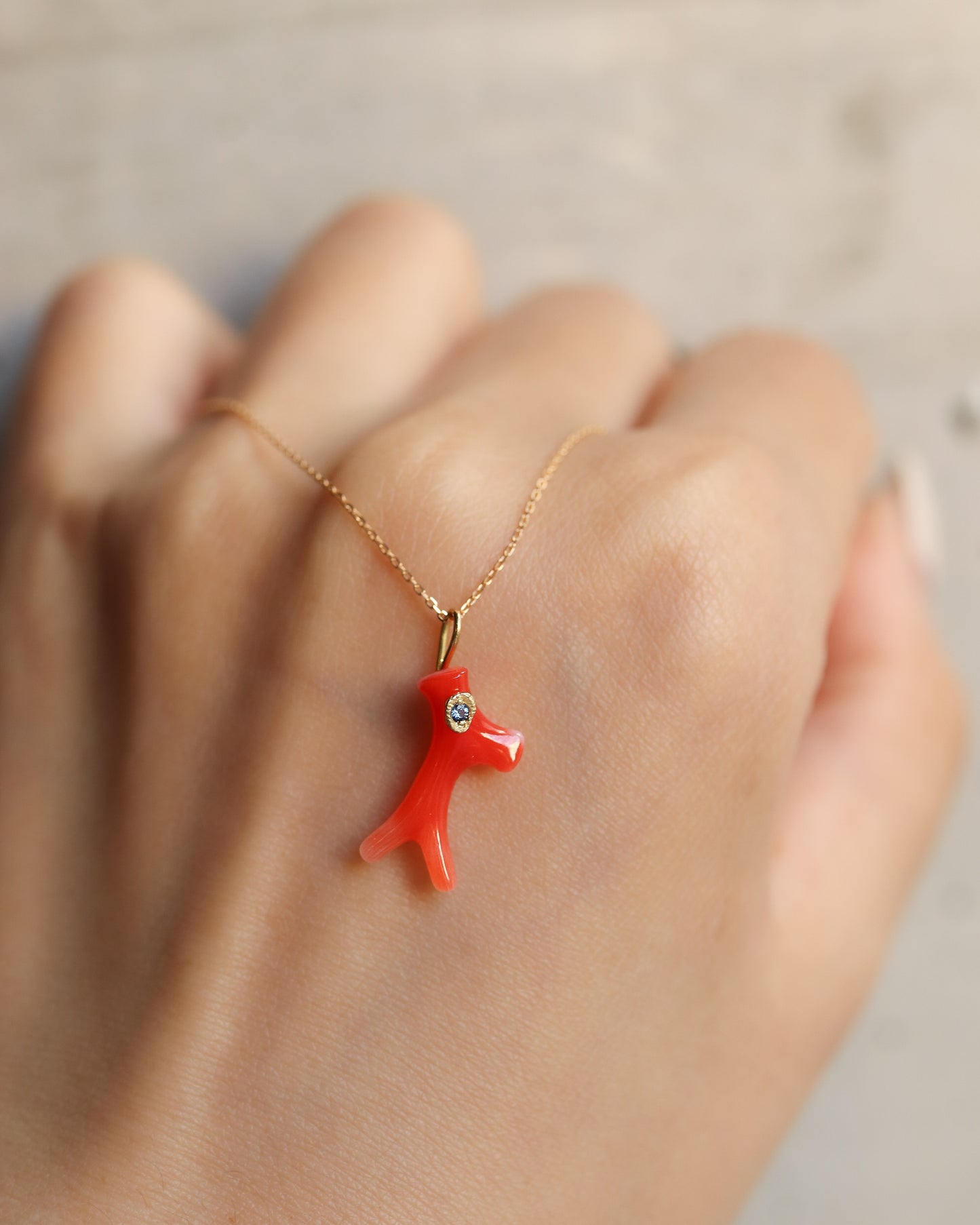 Flat Necklace - Coral -