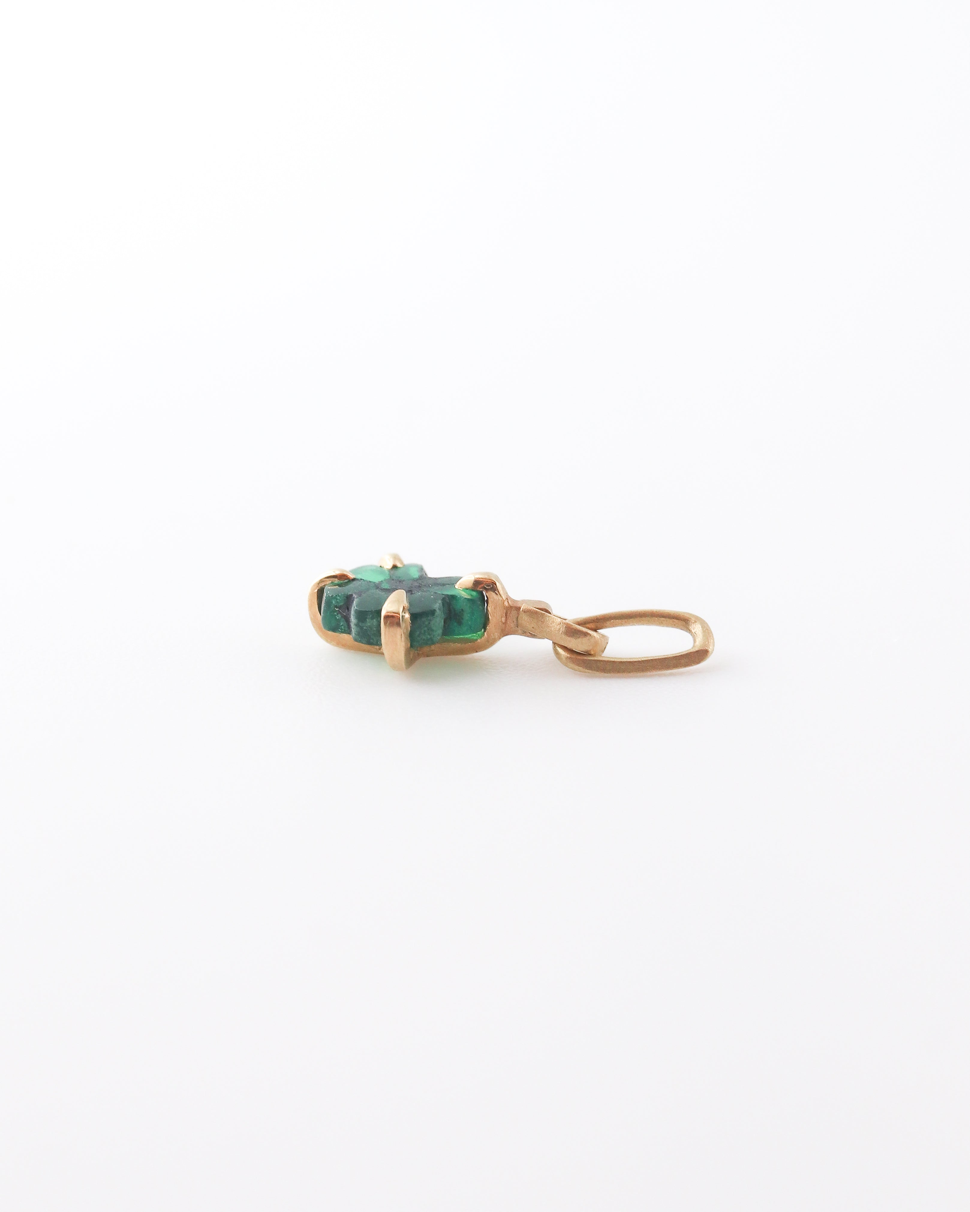Horse Shoe Prong Necklace - Trapiche Emerald -