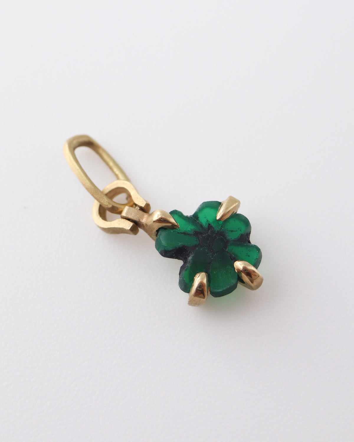 Horse Shoe Prong Necklace - Trapiche Emerald -