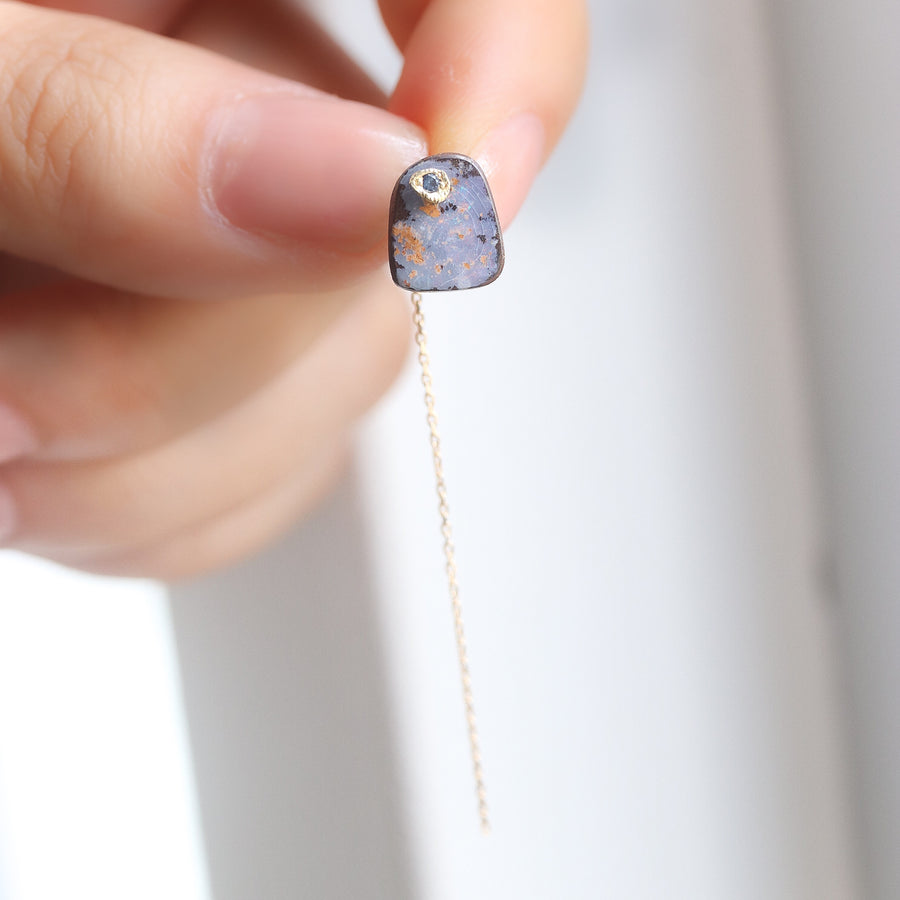 Flat Pierced Earring - Boulder Opal -