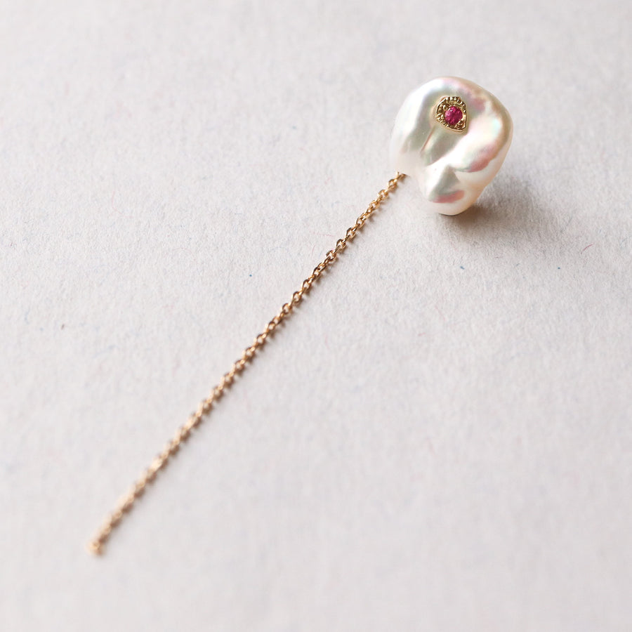 Flat Pierced Earring - Keshi Pearl -