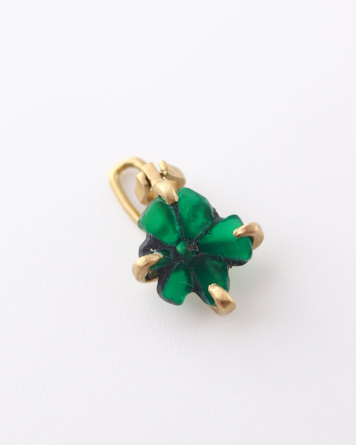 Horse Shoe Prong Necklace - Trapiche Emerald -