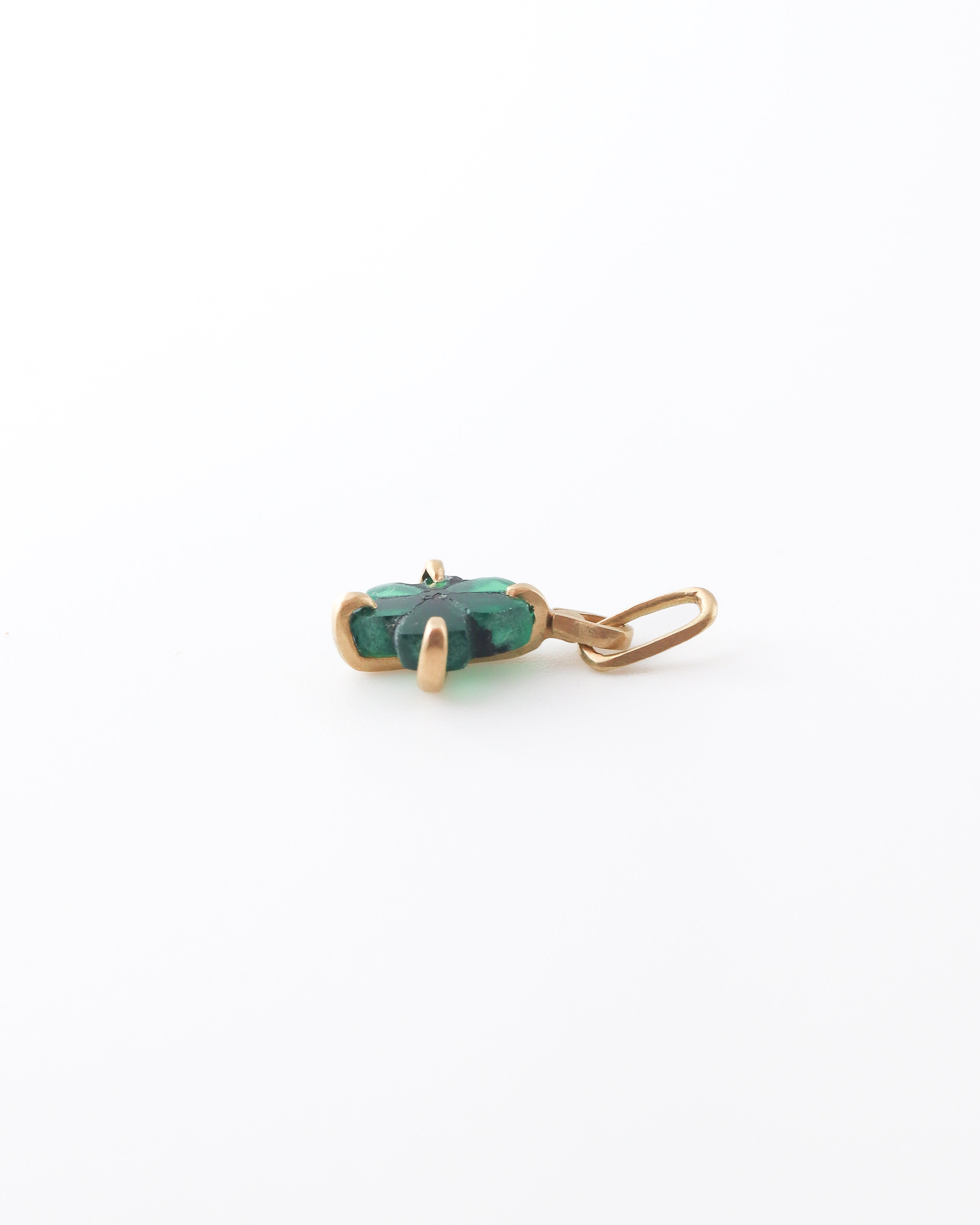 Horse Shoe Prong Necklace - Trapiche Emerald -