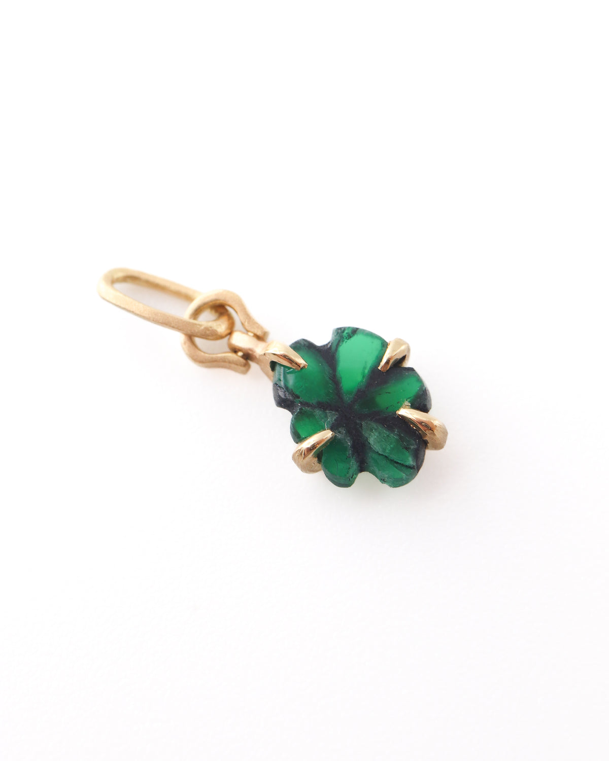 Horse Shoe Prong Necklace - Trapiche Emerald -