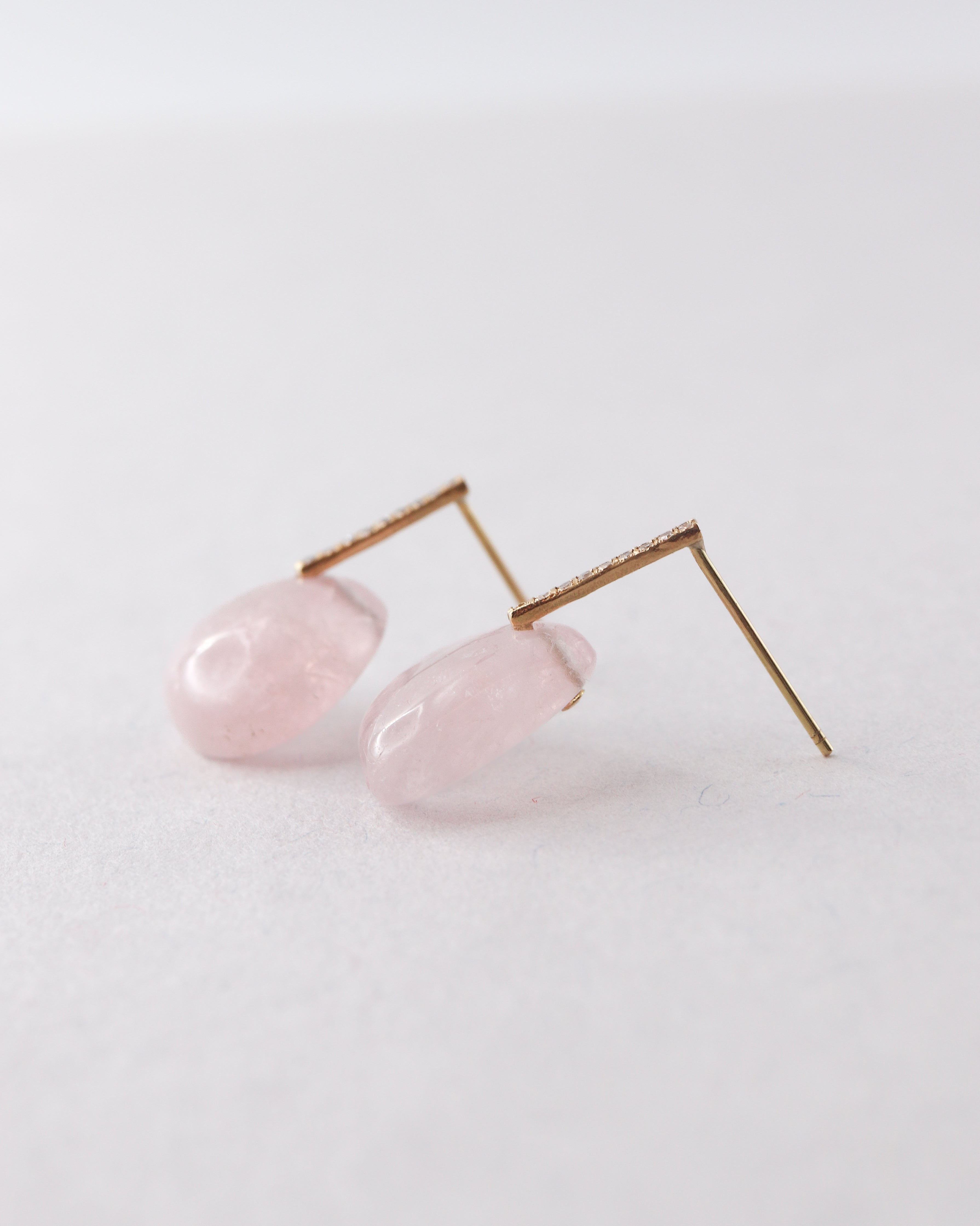 Hibiki Stone Pierced Earring - Morganite -