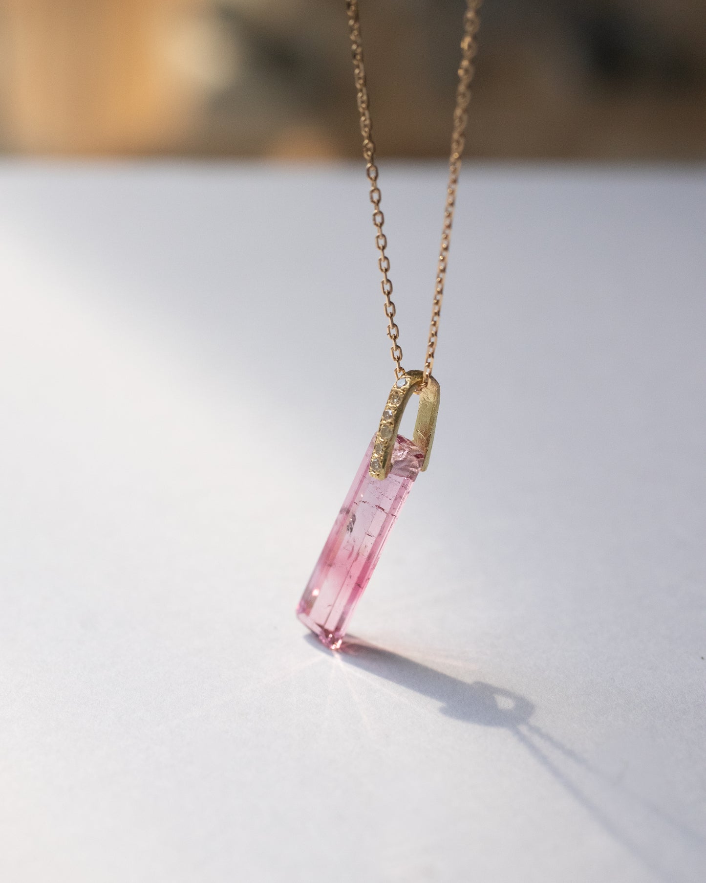 Hibiki Stone Necklace - Bicolor Tourmaline / Diamond -