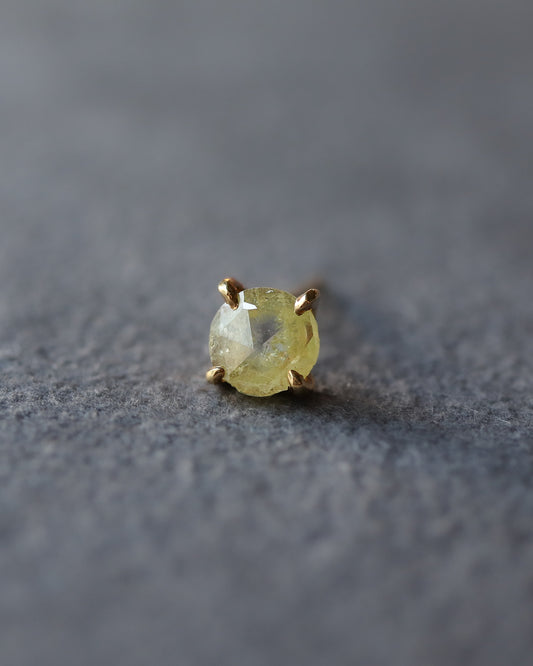 Prong Pierced Earring - Natural Yellow Diamond -