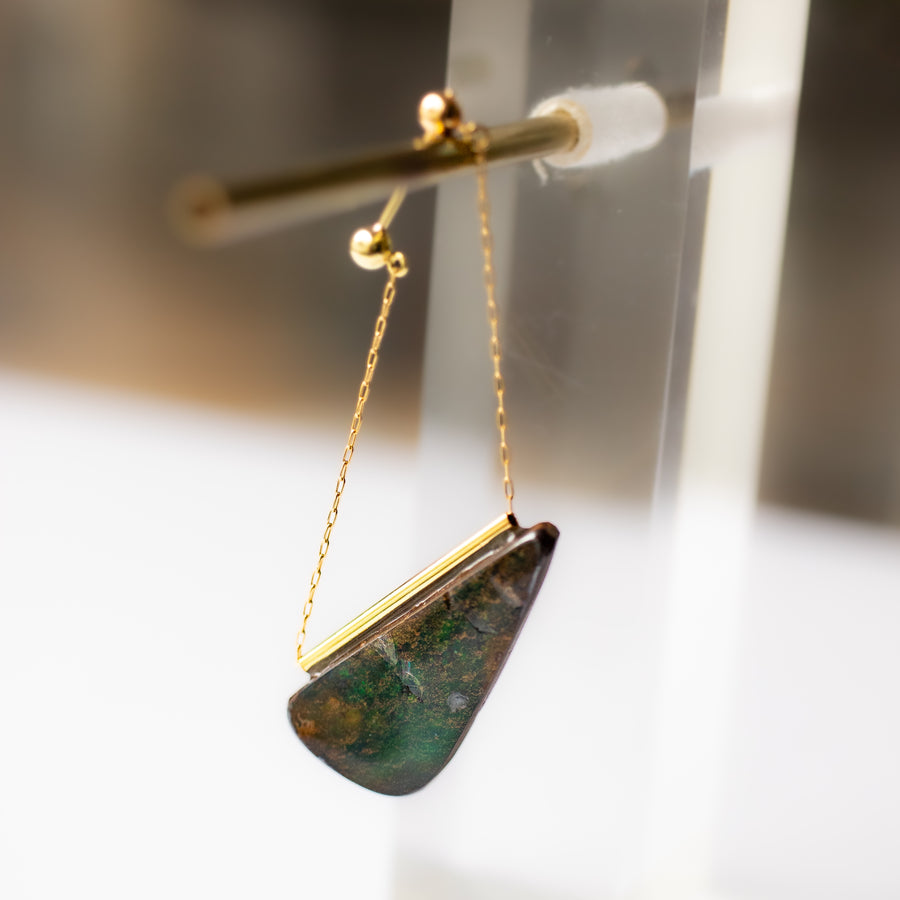 Pipe Pierced Earring - Boulder Opal -