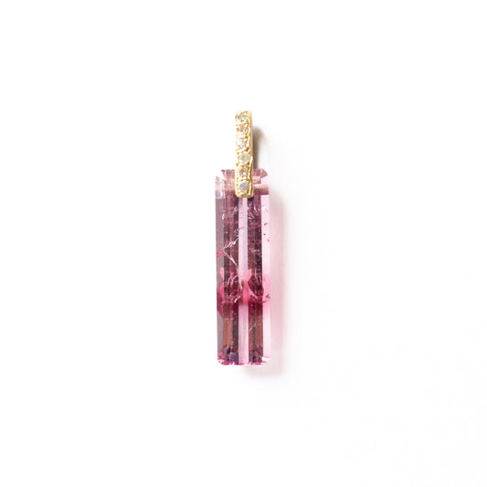 Hibiki Stone Necklace - Bicolor Tourmaline / Diamond -