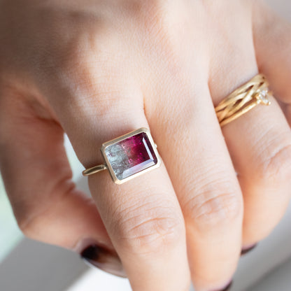 Collet Ring - Bicolor Tourmaline -