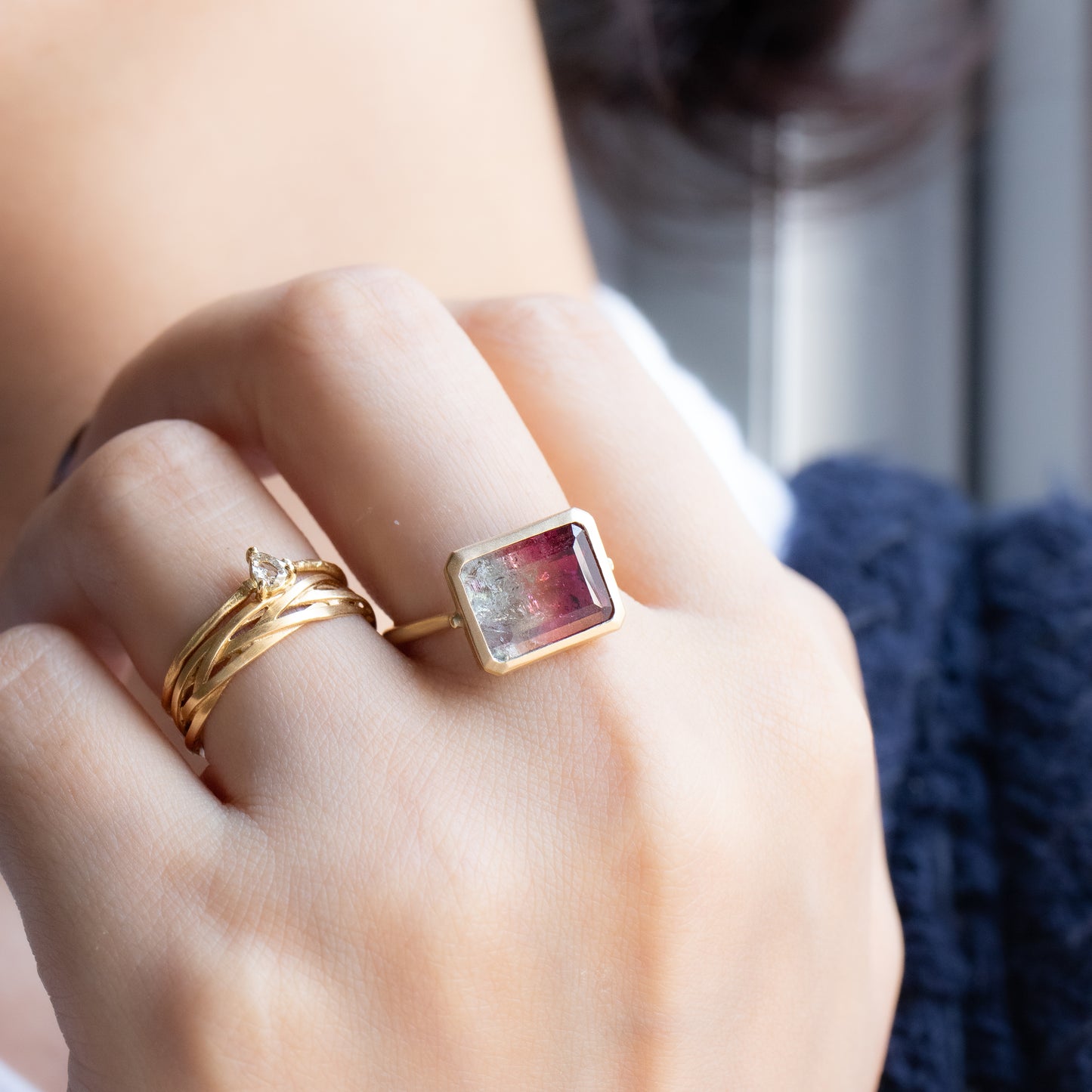 Collet Ring - Bicolor Tourmaline -