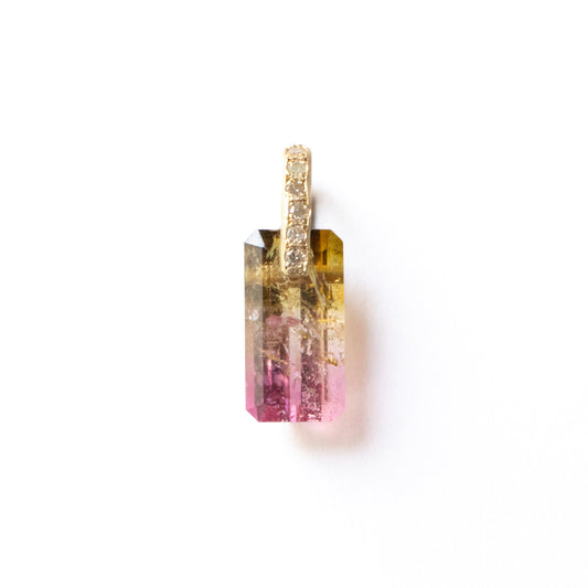 Hibiki Stone Necklace - Bicolor Tourmaline / Diamond -