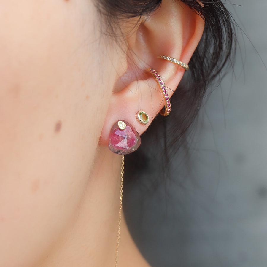 【期間限定】Flat Pierced Earring - Bicolor Tourmaline -