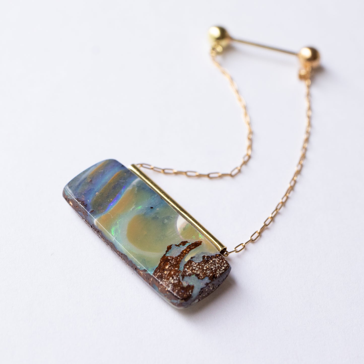 Pipe Pierced Earrings - Boulder Opal -