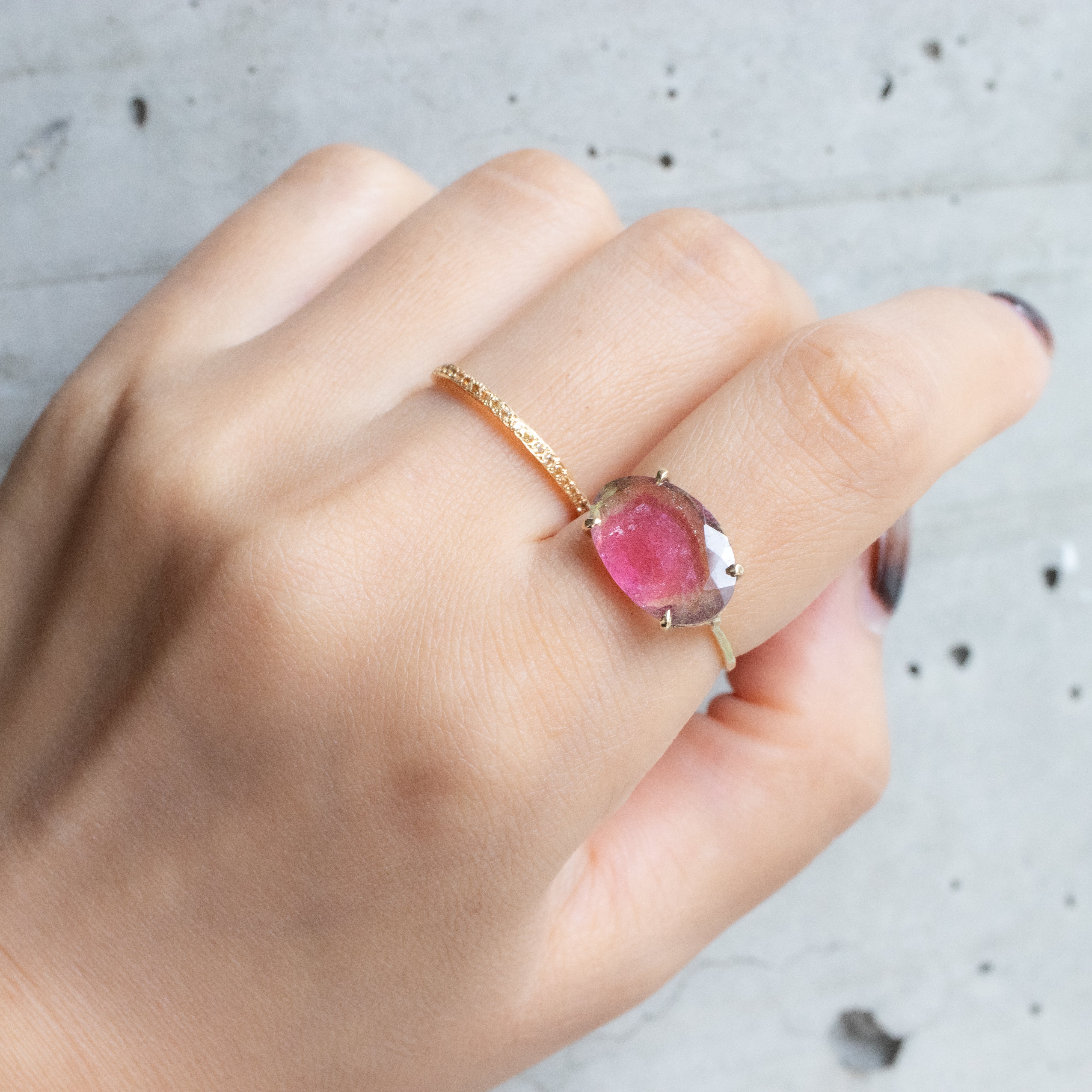 Flat Ring - Bicolor Tourmaline -