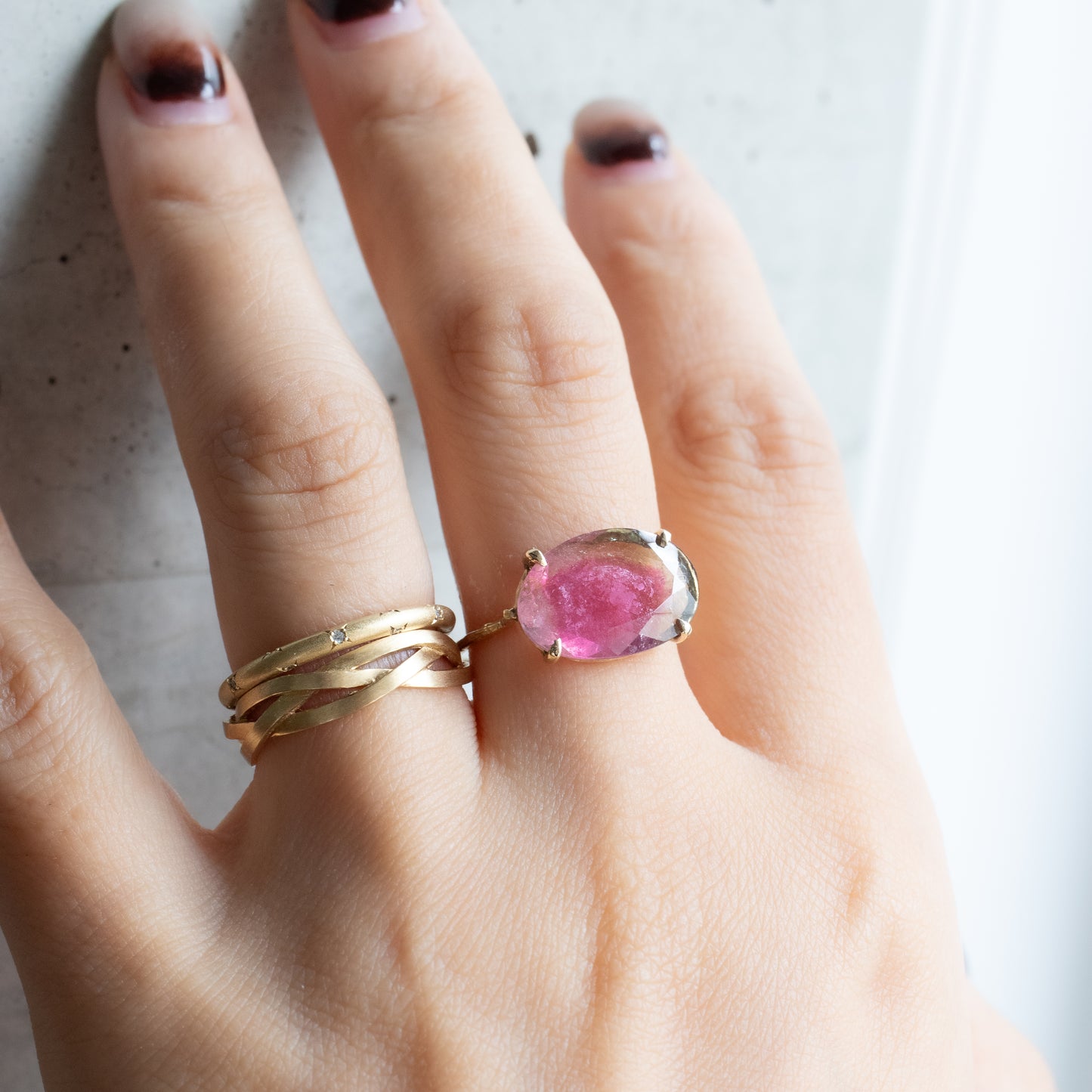 Flat Ring - Bicolor Tourmaline -