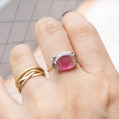 Flat Ring - Bicolor Tourmaline -