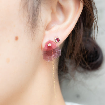 Flat Pierced Earring - Bicolor Tourmaline -