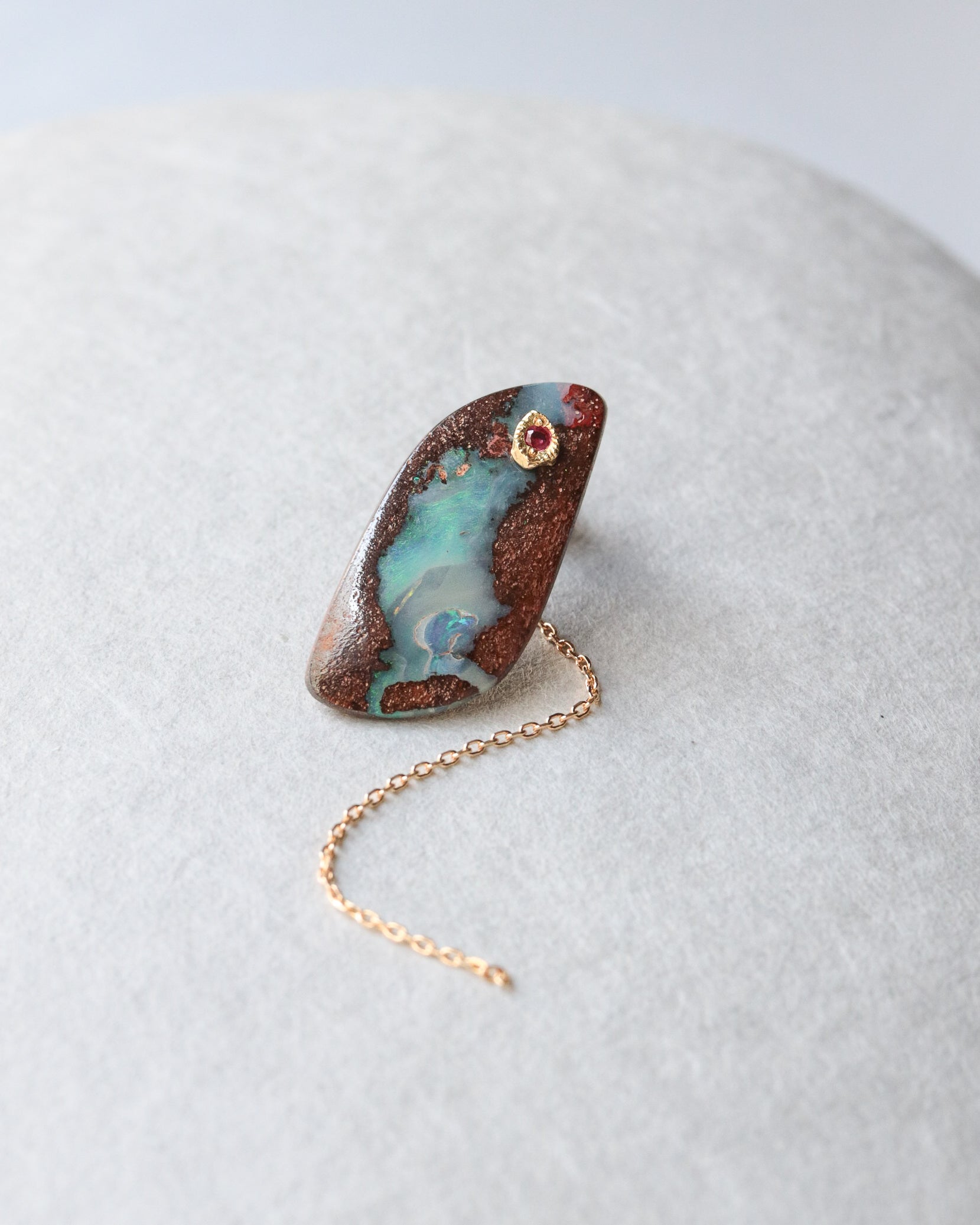Flat Pierced Earring - Boulder Opal -