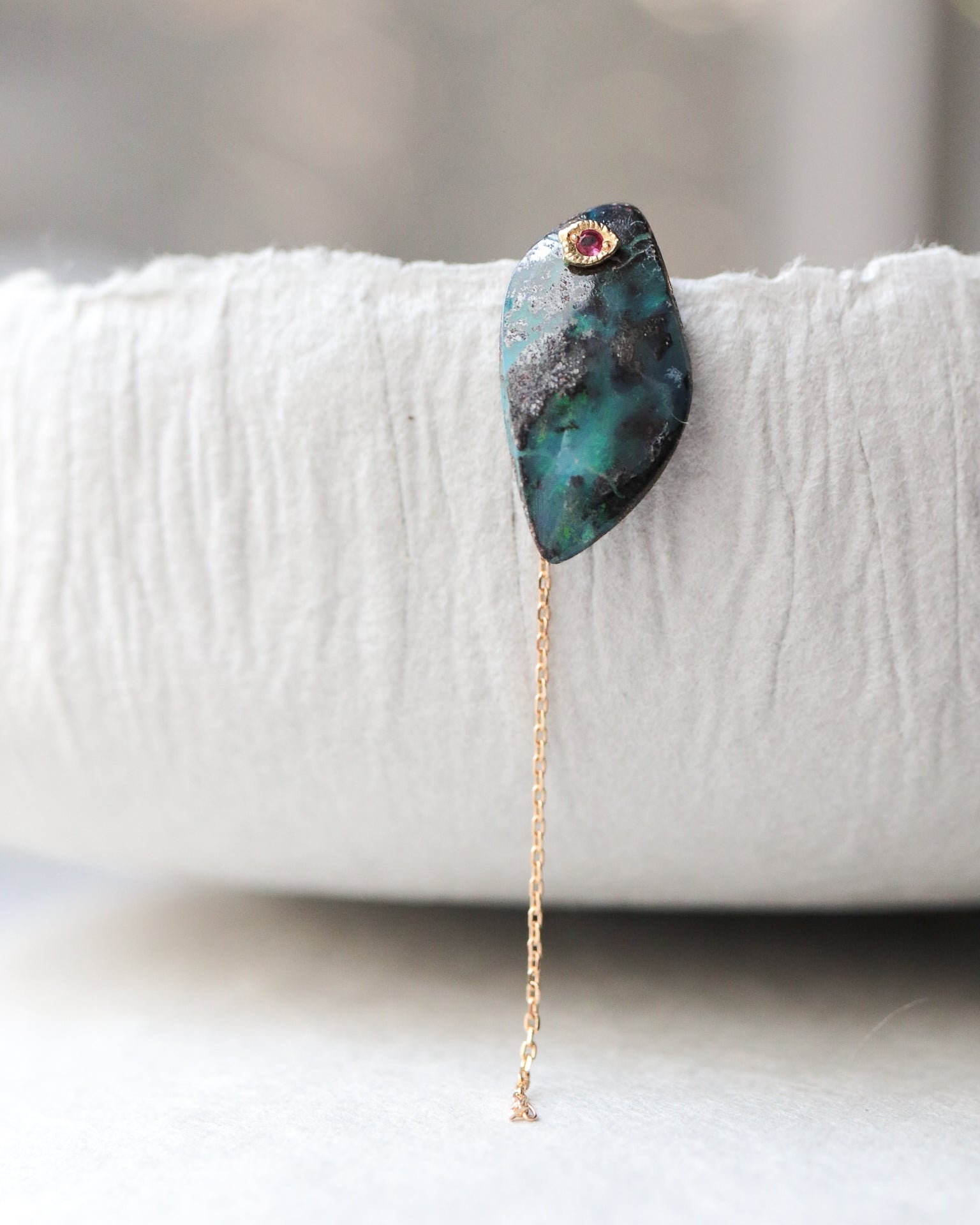 Flat Pierced Earring - Boulder Opal