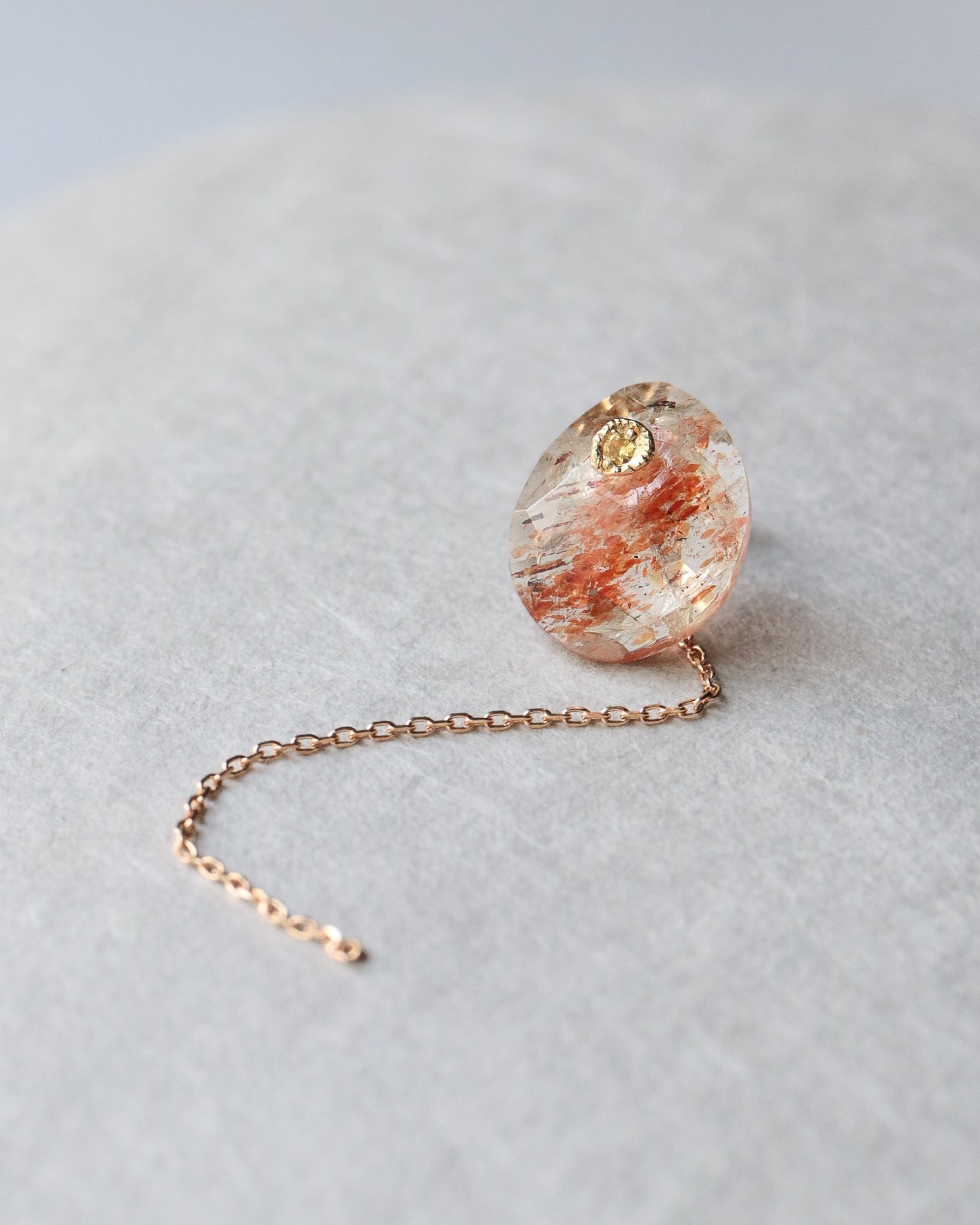 Flat Pierced Earring - Sun Stone -
