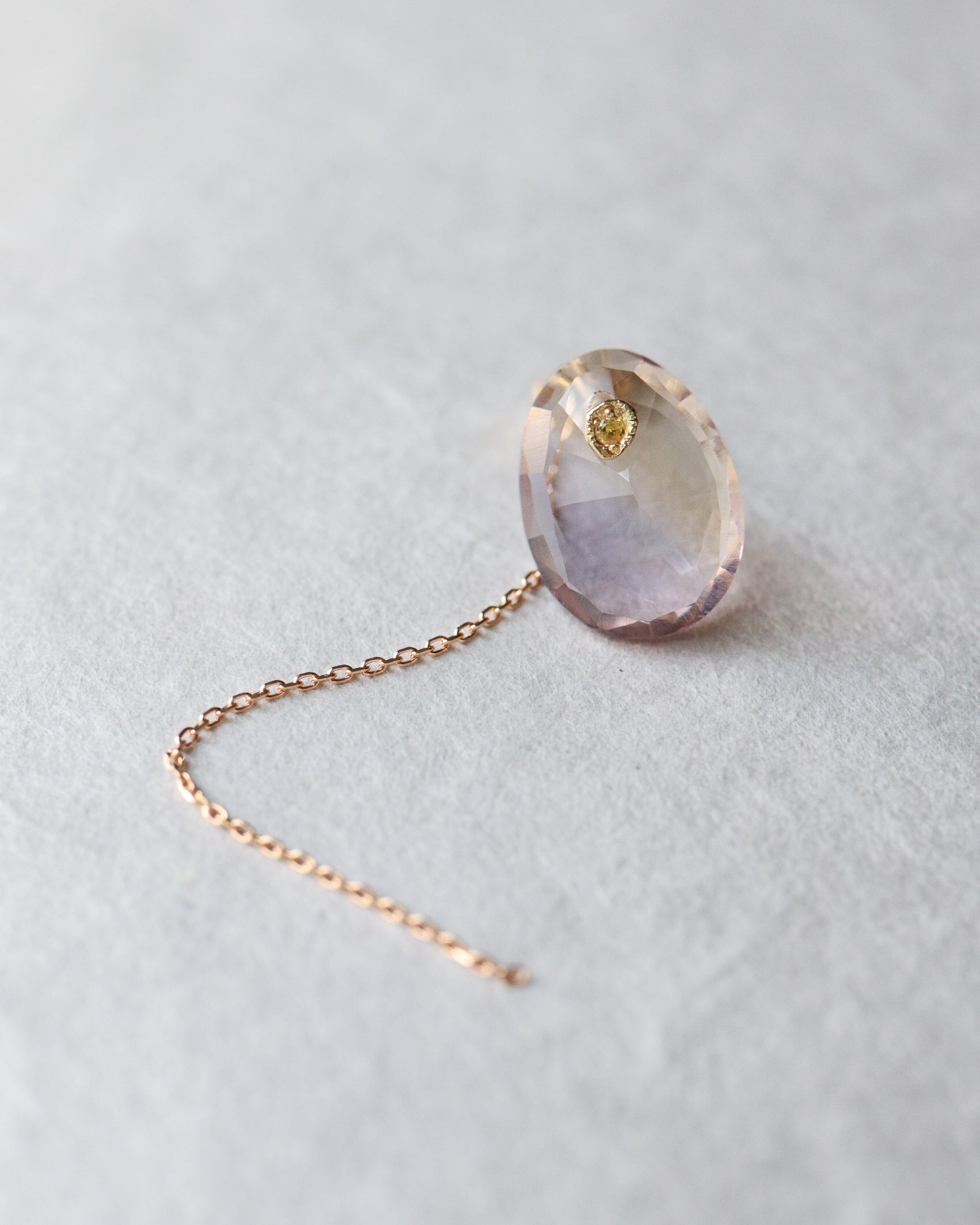Flat Pierced Earring - Ametrine -