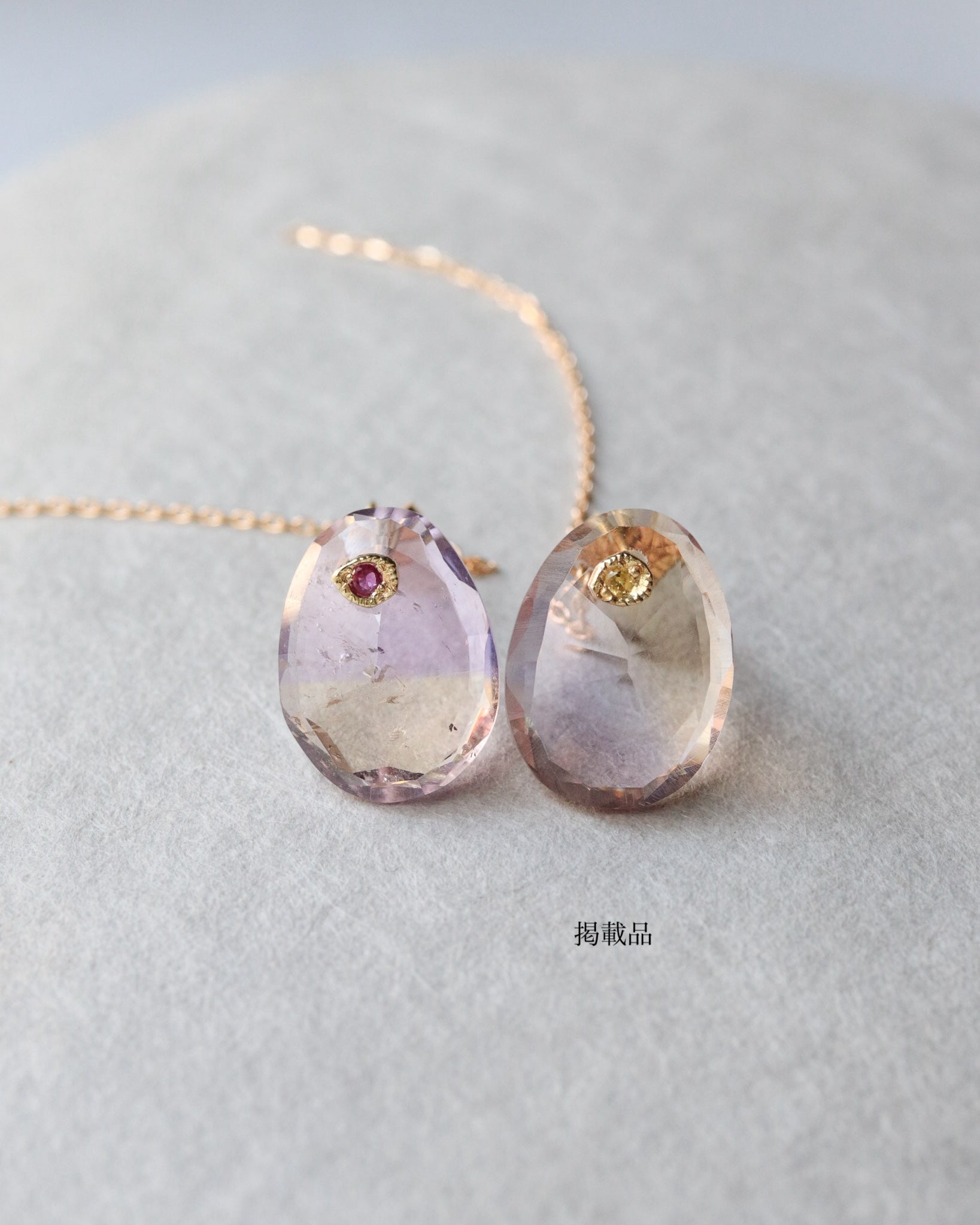 Flat Pierced Earring - Ametrine -