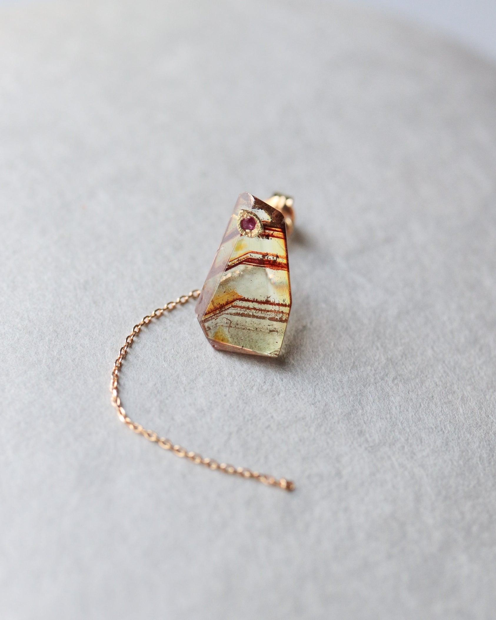 Flat Pierced Earring - Sphalerite -