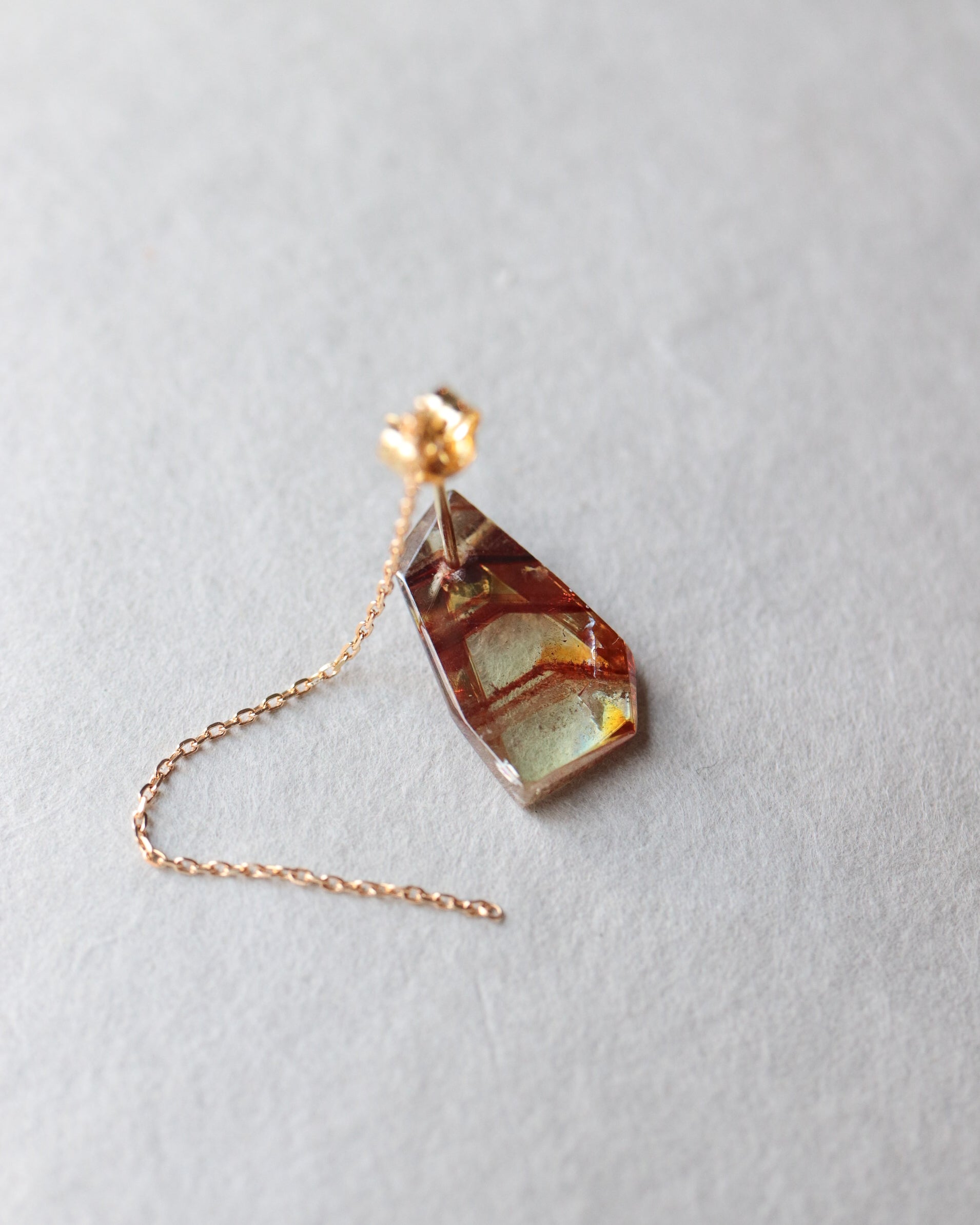 Flat Pierced Earring - Sphalerite -