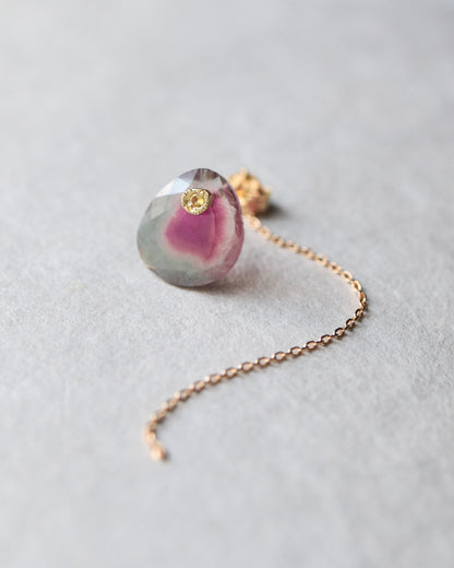 Flat Pierced Earring - Bicolor Tourmaline -