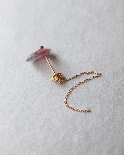 Flat Pierced Earring - Bicolor Tourmaline -