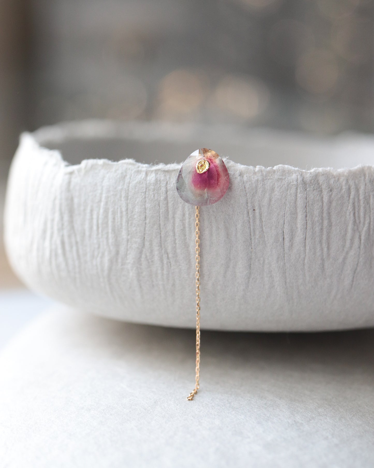 Flat Pierced Earring - Bicolor Tourmaline -