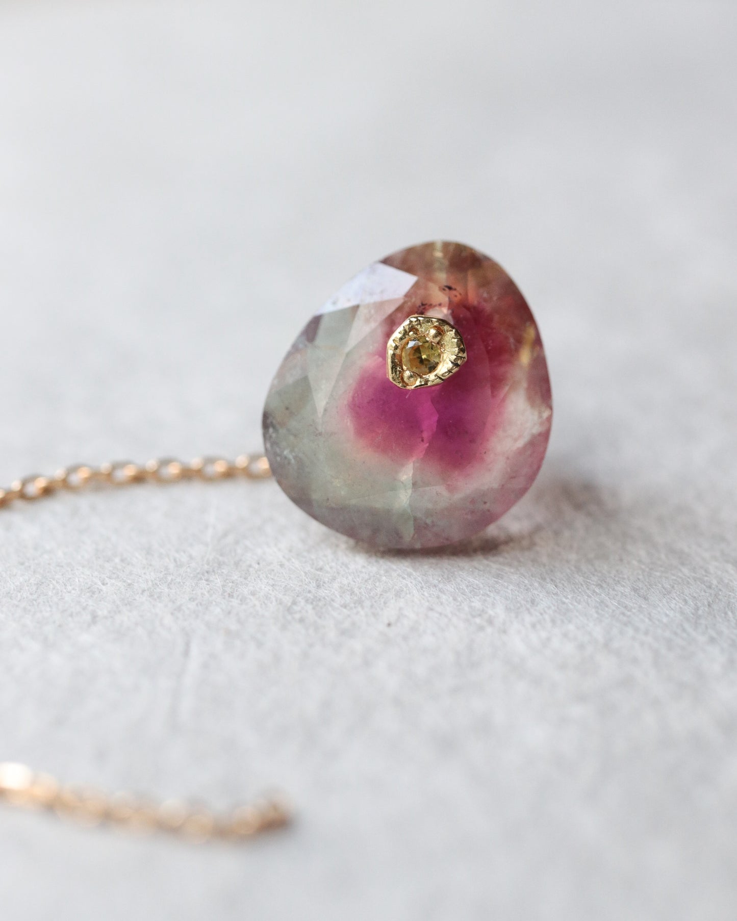 Flat Pierced Earring - Bicolor Tourmaline -