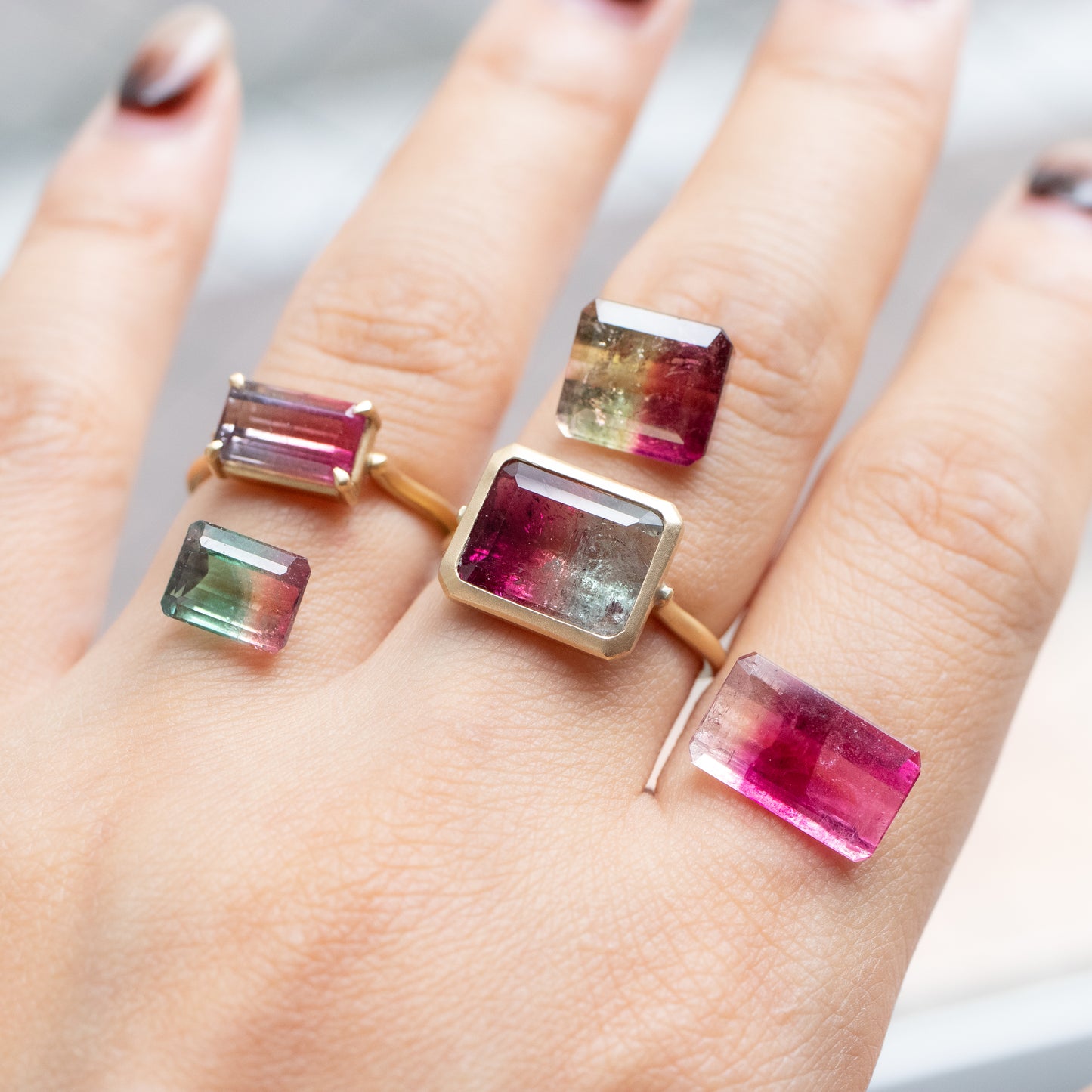 Collet Ring - Bicolor Tourmaline -