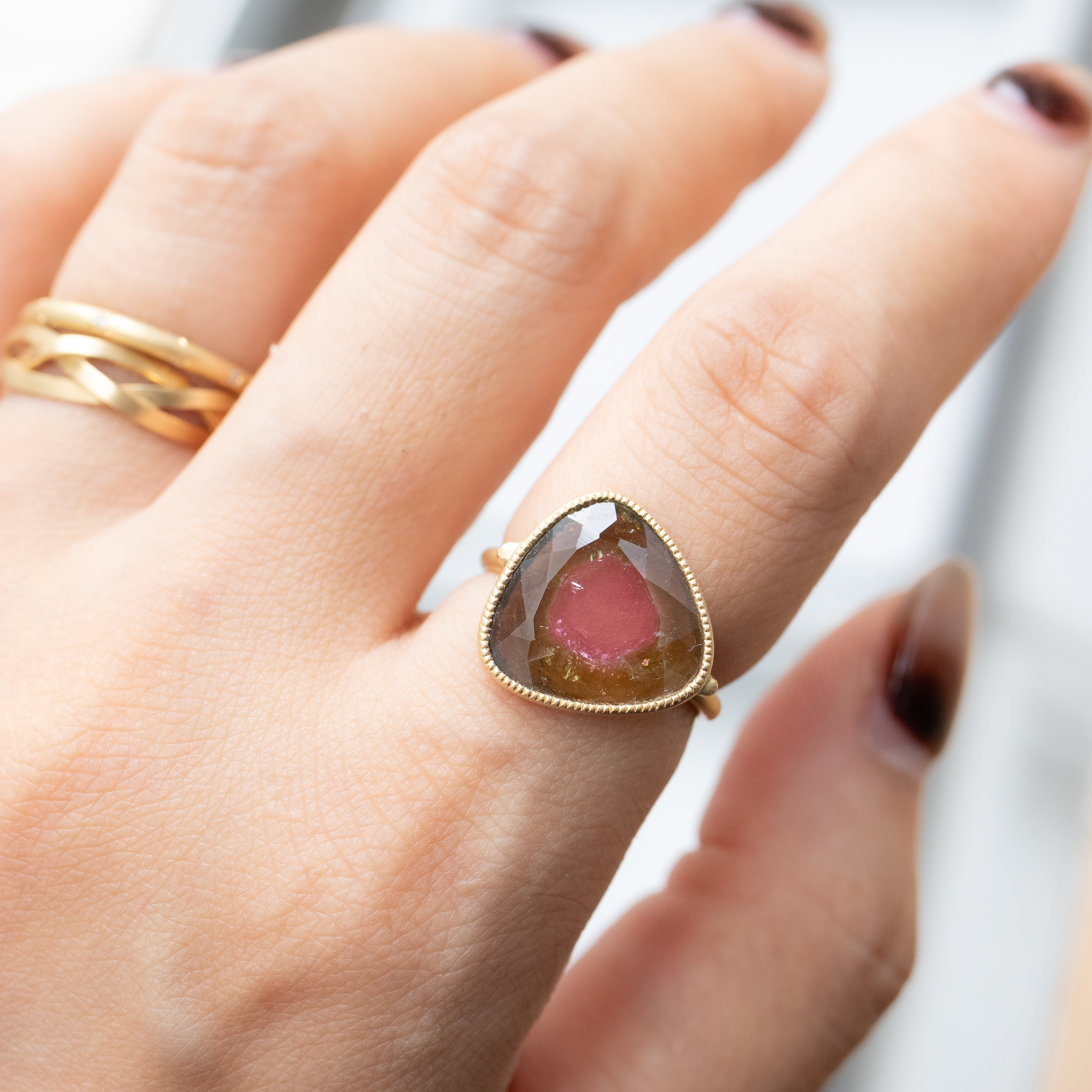 Milgrain Ring - Bicolor Tourmaline - – MONAKA jewellery