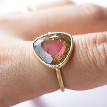 Milgrain Ring - Bicolor Tourmaline -