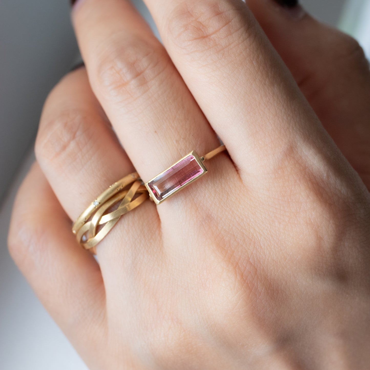 Collet Ring - Bicolor Tourmaline -