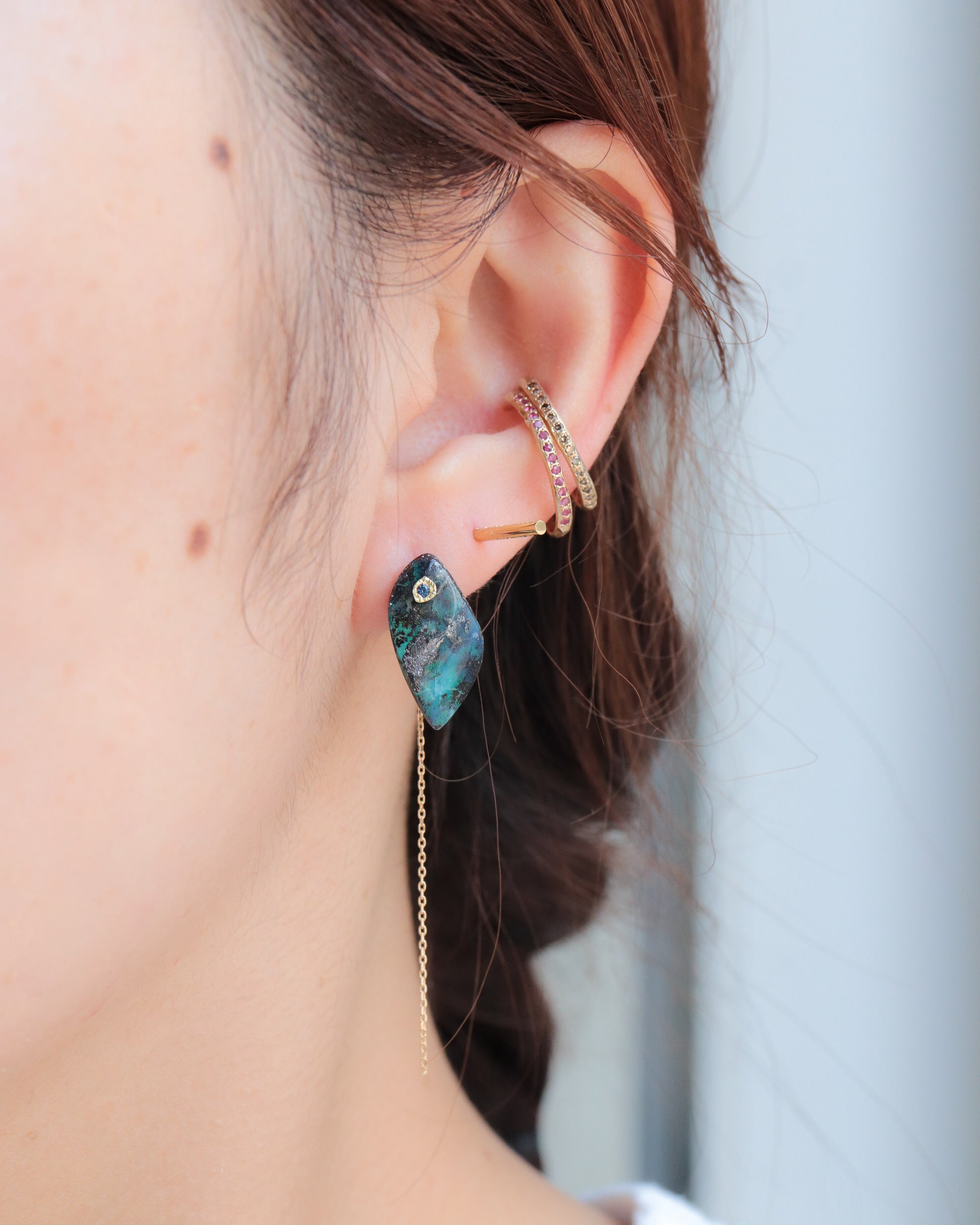 Flat Pierced Earring - Boulder Opal