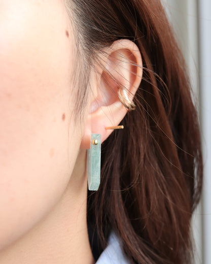 Rock Pierced Earring - Aquamarine -