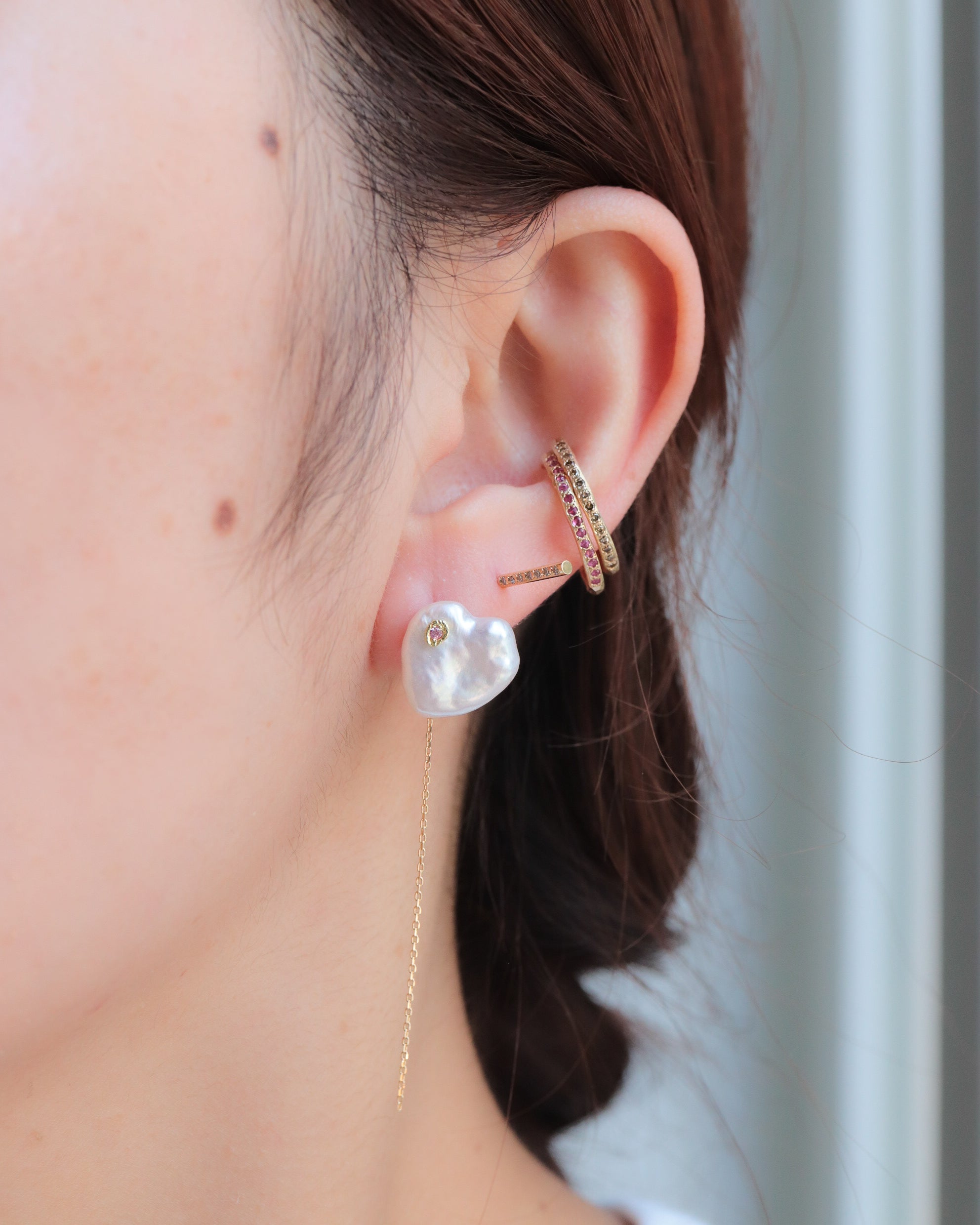 Flat Pierced Earring - Pearl -
